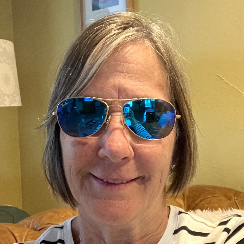 Ray-Ban Gold Frame Sunglasses with Blue Lenses